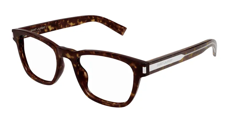 SAINT LAURENT Unisex SL 664 002 Montature da vista Acetato Havana Trasparente Squadrata