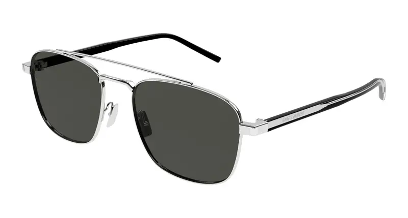 SAINT LAURENT Unisex SL 665 002 Occhiali da sole Metallo Argento Grigio Pilot