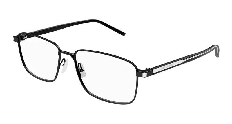 SAINT LAURENT Unisex SL 666 001 Montature da vista Metallo Nero Trasparente Squadrata