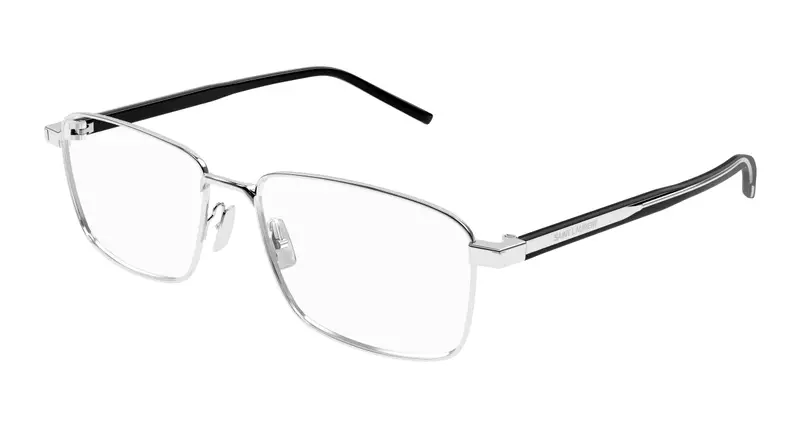 SAINT LAURENT Unisex SL 666 002 Montature da vista Metallo Argento Trasparente Squadrata