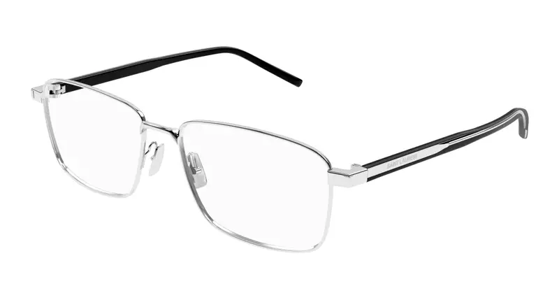 SAINT LAURENT Unisex SL 666 004 Montature da vista Metallo Argento Trasparente Squadrata