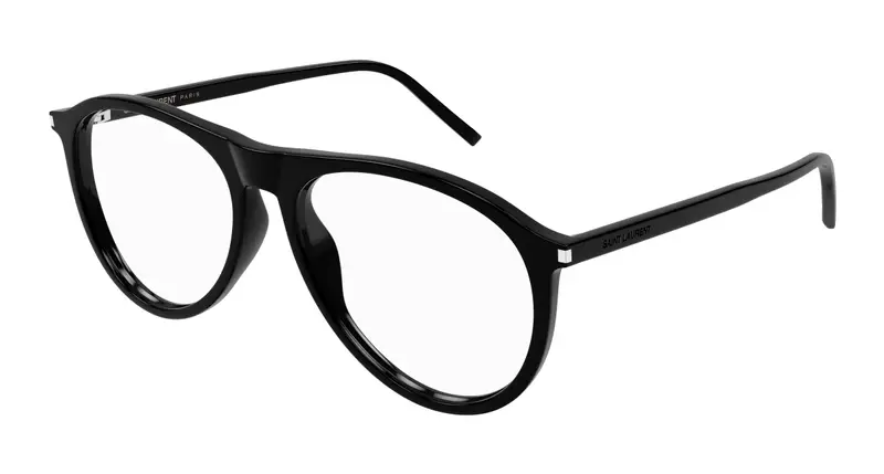 SAINT LAURENT Unisex SL 667 OPT 001 Montature da vista Acetato Nero Trasparente Pilot