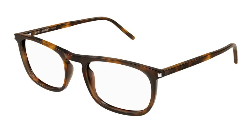SAINT LAURENT Unisex SL 670 002 Montature da vista Acetato Havana Trasparente Rotonda