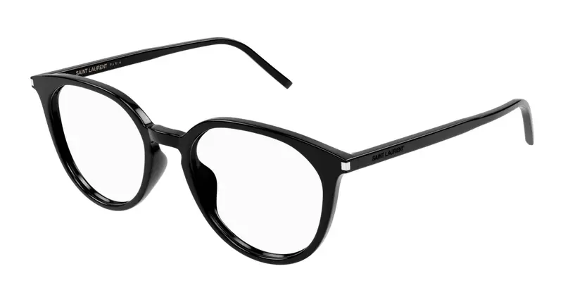SAINT LAURENT Unisex SL 681/F 001 Montature da vista Acetato Nero Trasparente Rotonda