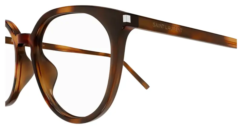 SAINT LAURENT Unisex SL 681/F 002 Montature da vista Acetato Havana Trasparente Rotonda miniatura 2