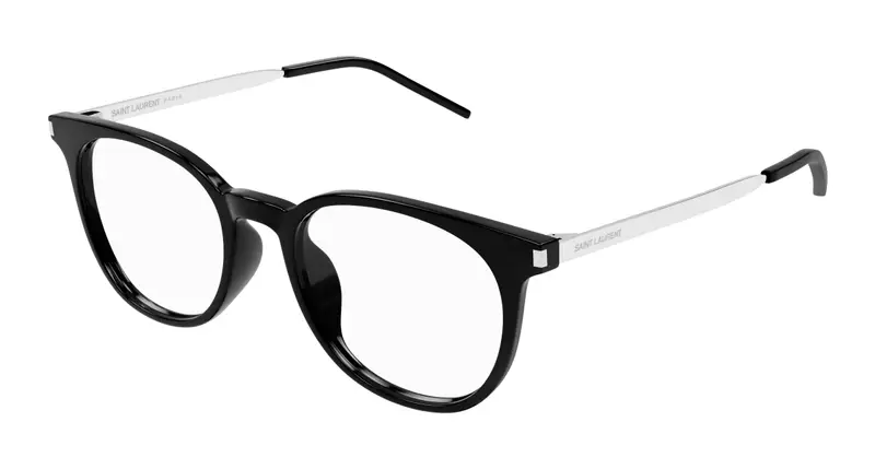 SAINT LAURENT Unisex SL 683/F 001 Montature da vista Acetato Nero Trasparente Rotonda