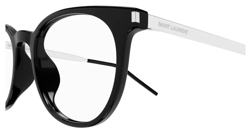 SAINT LAURENT Unisex SL 683/F 001 Montature da vista Acetato Nero Trasparente Rotonda miniatura 2