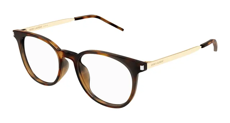 SAINT LAURENT Unisex SL 683/F 002 Montature da vista Acetato Havana Trasparente Rotonda