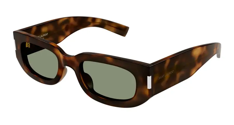 SAINT LAURENT Unisex SL 697 002 Occhiali da sole Acetato Havana Verde Rotonda