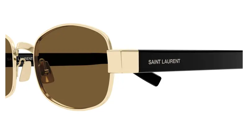 SAINT LAURENT Unisex SL 706 001 Occhiali da sole Metallo Oro Marrone Rotonda miniatura 2