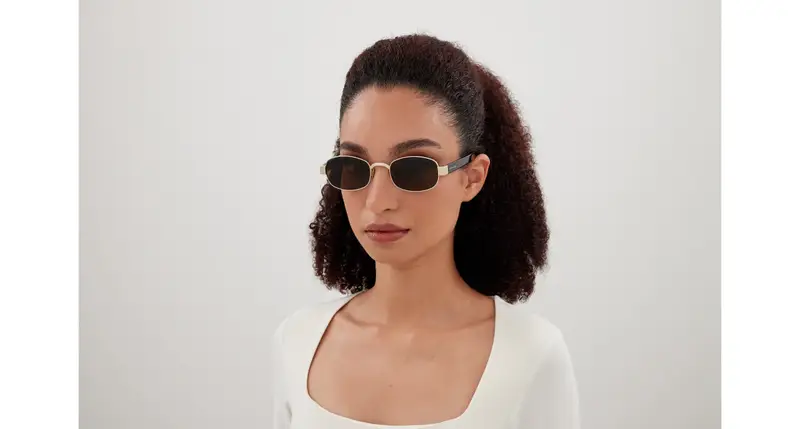 SAINT LAURENT Unisex SL 706 001 Occhiali da sole Metallo Oro Marrone Rotonda miniatura 3