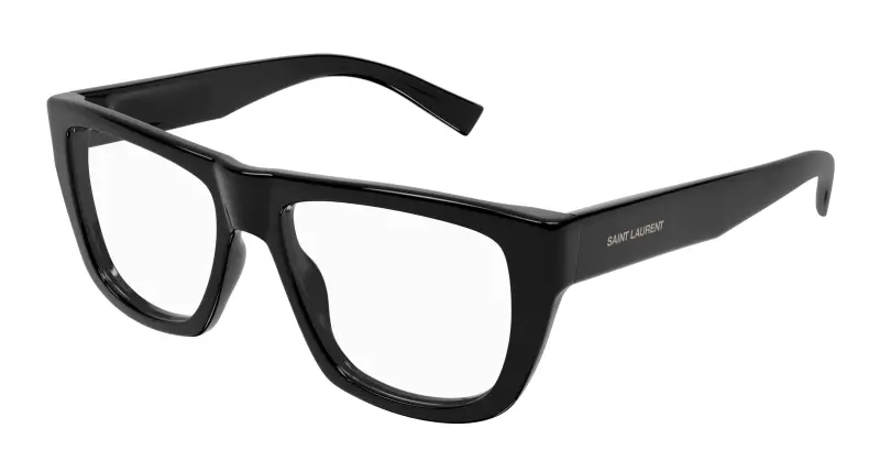 Unisex SL 714 001 Montature da vista Acetato Nero Trasparente Squadrata