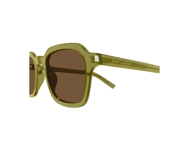 SAINT LAURENT Unisex SL 715 SLIM 004 Occhiali da sole Acetato Verde Marrone Squadrata Normale miniatura 2