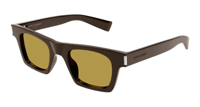 SAINT LAURENT Unisex SL 719 004 Occhiali da sole Acetato Marrone Marrone Squadrata