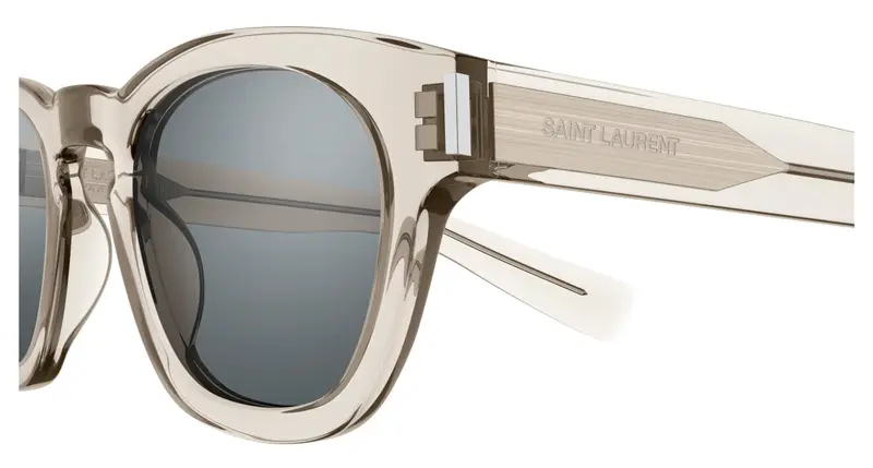 SAINT LAURENT Unisex SL 746 004 Occhiali da sole Acetato Beige Argento Rotonda miniatura 2