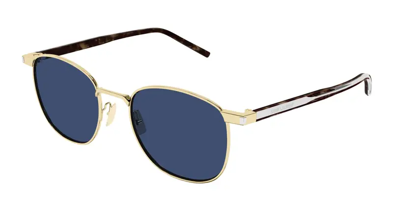 SAINT LAURENT Unisex SL 747 005 Occhiali da sole Metallo Oro Blu Rotonda