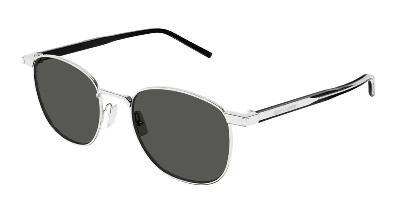 SAINT LAURENT Unisex SL 747 007 Occhiali da sole Metallo Argento Grigio Rotonda