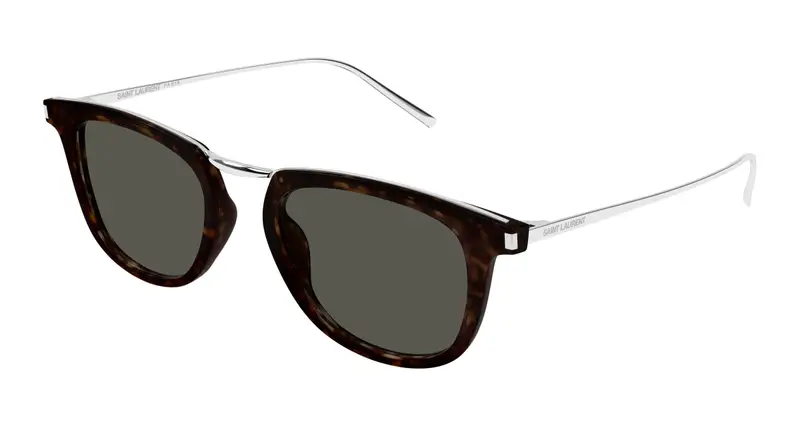 SAINT LAURENT Unisex SL 753 002 Occhiali da sole Acetato Havana Grigio Rotonda