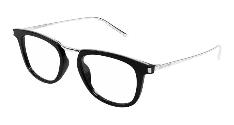 SAINT LAURENT Unisex SL 753 OPT 001 Montature da vista Acetato Nero Trasparente Rotonda