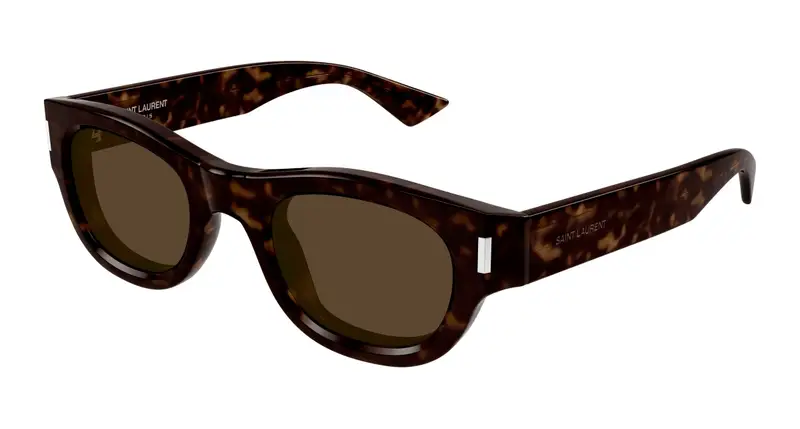 SAINT LAURENT Unisex SL 761 002 Occhiali da sole Acetato Havana Marrone Rotonda