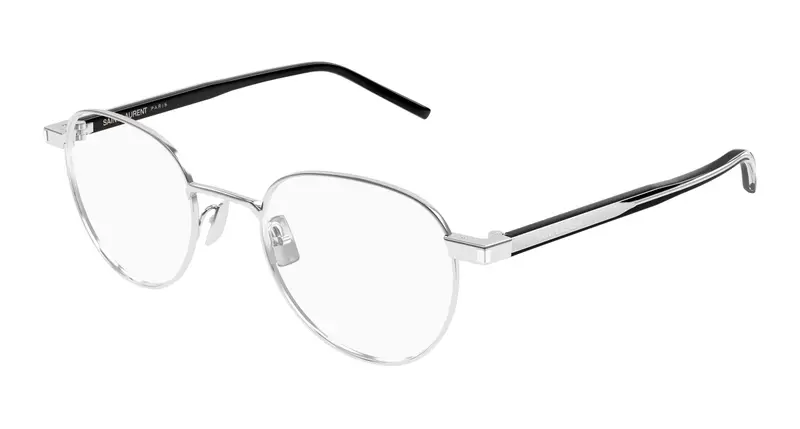 SAINT LAURENT Unisex SL 781 001 Montature da vista Metallo Argento Trasparente Rotonda