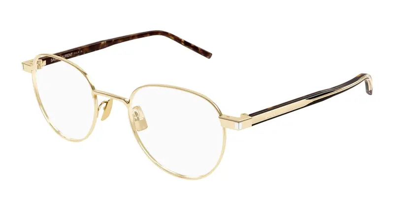 SAINT LAURENT Unisex SL 781 002 Montature da vista Metallo Oro Trasparente Rotonda