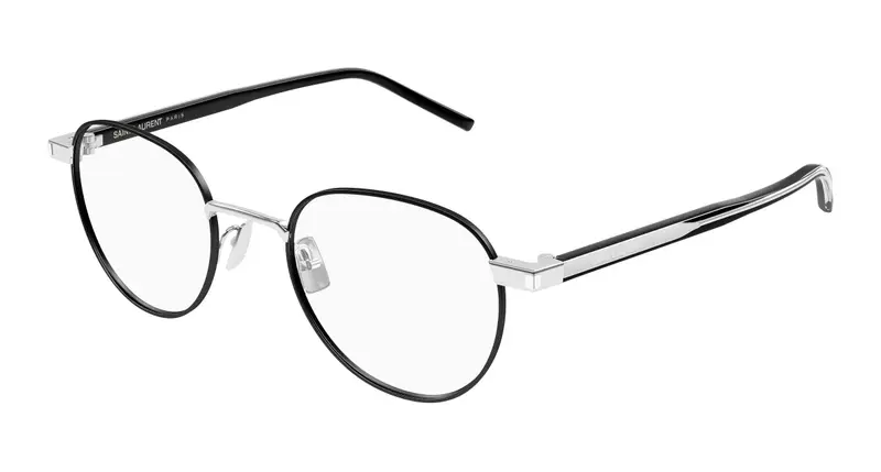 SAINT LAURENT Unisex SL 781 003 Montature da vista Metallo Argento Trasparente Rotonda