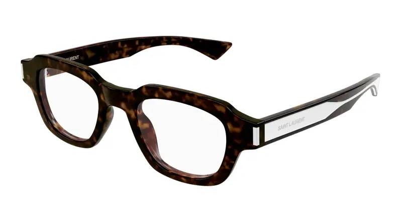 SAINT LAURENT Unisex SL 791 OPT 002 Montature da vista Acetato Havana Trasparente Squadrata
