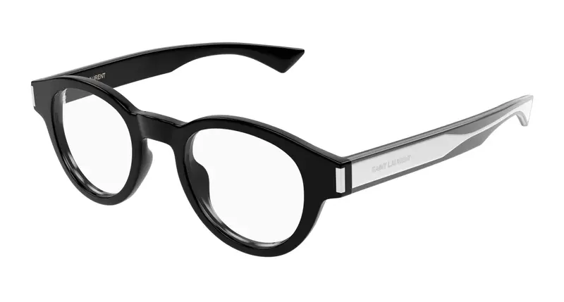 SAINT LAURENT Unisex SL 792 001 Montature da vista Acetato Nero Trasparente Rotonda