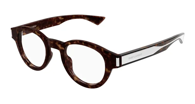 SAINT LAURENT Unisex SL 792 002 Montature da vista Acetato Havana Trasparente Rotonda
