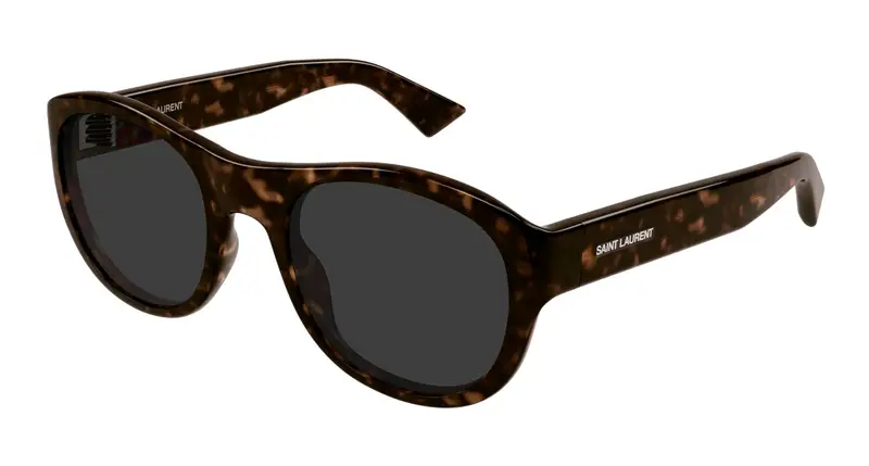 SAINT LAURENT Unisex SL 798 MAXIME 002 Occhiali da sole Acetato Havana Grigio Rotonda