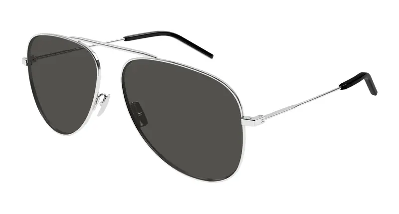 SAINT LAURENT Unisex SL 800 002 Occhiali da sole Metallo Argento Grigio Pilot