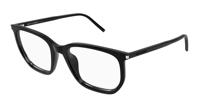 Unisex SL 802 001 Montature da vista Acetato Nero Trasparente Geometrica