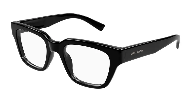 SAINT LAURENT Unisex SL 804 001 Montature da vista Acetato Nero Trasparente Squadrata