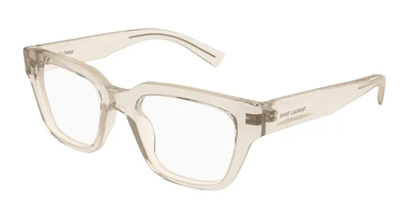SAINT LAURENT Unisex SL 804 004 Montature da vista Acetato Beige Trasparente Squadrata