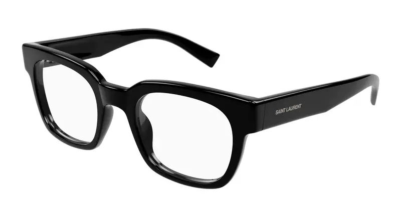 SAINT LAURENT Unisex SL 805 001 Montature da vista Acetato Nero Trasparente Rotonda