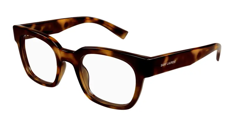 SAINT LAURENT Unisex SL 805 003 Montature da vista Acetato Havana Trasparente Rotonda
