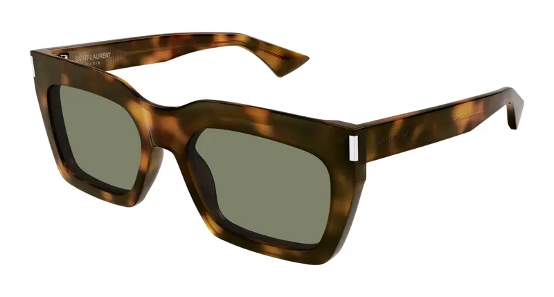 SAINT LAURENT Unisex SL 810 003 Occhiali da sole Acetato Havana Verde Squadrata