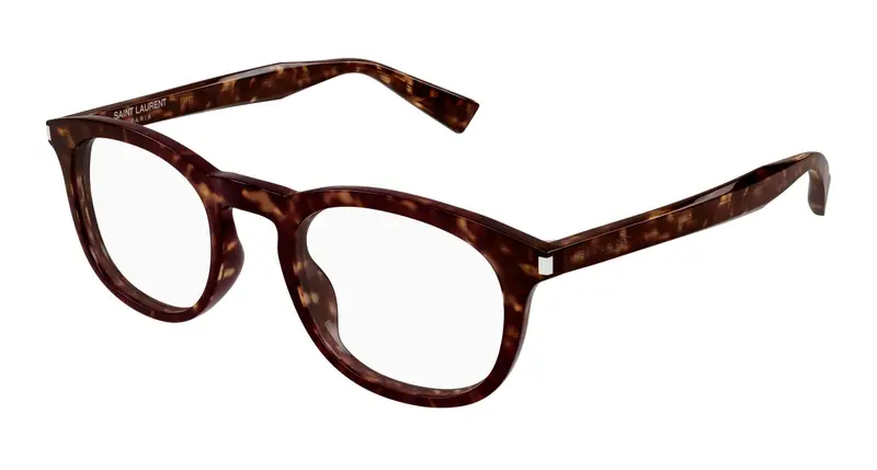 SAINT LAURENT Unisex SL 813 002 Montature da vista Acetato Havana Trasparente Squadrata