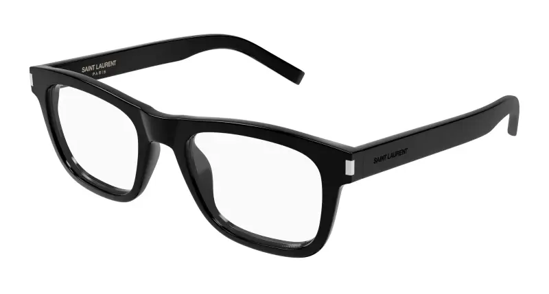 Unisex SL 819 OPT 001 Montature da vista Acetato Nero Trasparente Squadrata