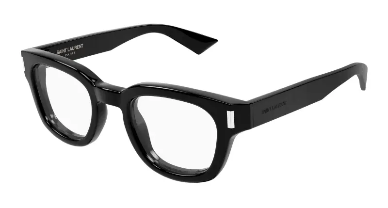 Unisex SL 838 OPT 001 Montature da vista Acetato Nero Trasparente Rotonda
