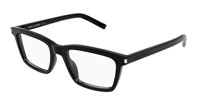 Unisex SL 842 001 Montature da vista Acetato Nero Trasparente Squadrata