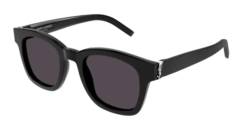 SAINT LAURENT Unisex SL M124 001 Occhiali da sole Acetato Nero Nero Squadrata Normale