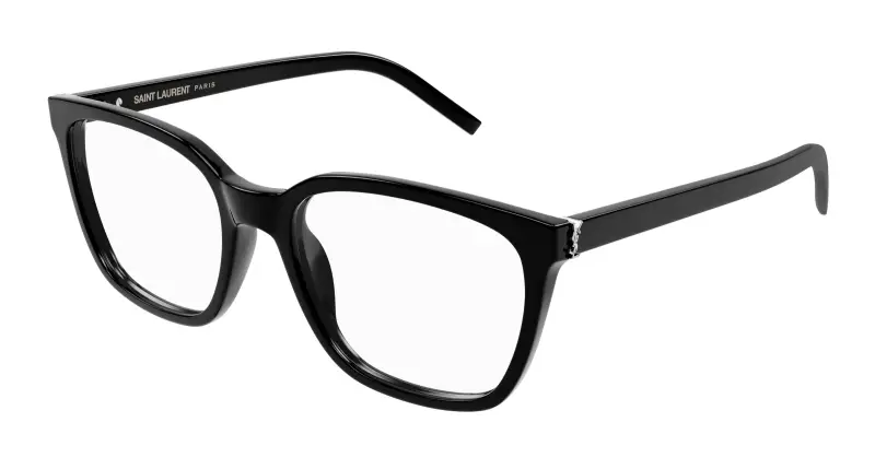 Unisex SL M129 001 Montature da vista Acetato Nero Trasparente Squadrata Antiriflesso