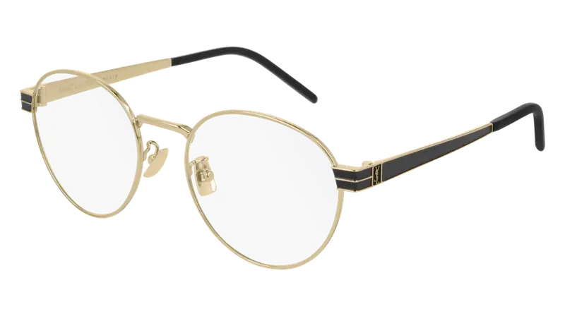 SAINT LAURENT Unisex SL M63 003 Montature da vista Metallo Oro  Rotonda