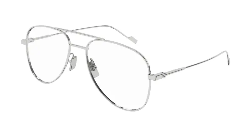 SAINT LAURENT Uomo CLASSIC 11 YSL 002 Montature da vista Metallo Argento Trasparente Pilot Antiriflesso