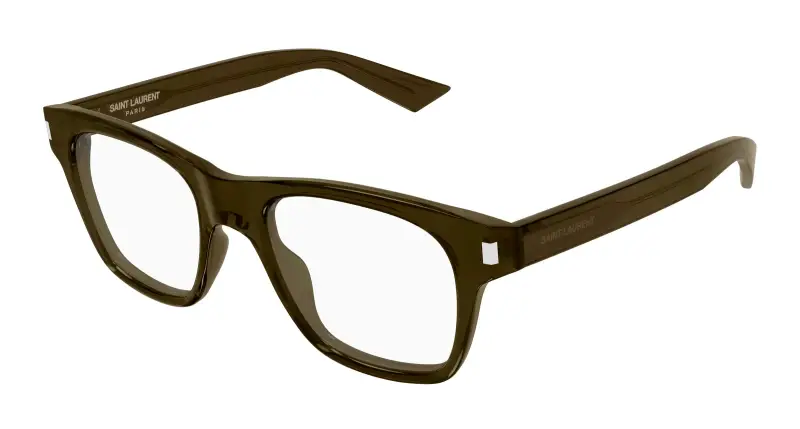 Uomo SAINT LAURENT SL 875 OPT 005 Montature da vista Acetato Marrone Trasparente Squadrata