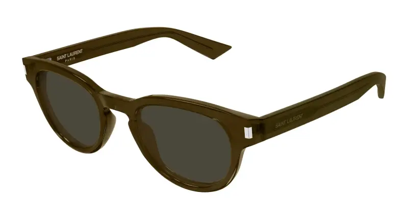 Uomo SAINT LAURENT SL 876 004 Occhiali da sole Acetato Marrone Grigio Rotonda
