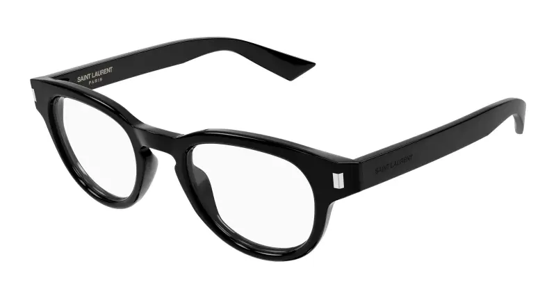 Uomo SAINT LAURENT SL 876 OPT 001 Montature da vista Acetato Nero Trasparente Rotonda