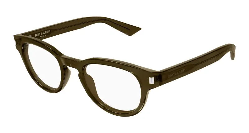 Uomo SAINT LAURENT SL 876 OPT 005 Montature da vista Acetato Marrone Trasparente Rotonda